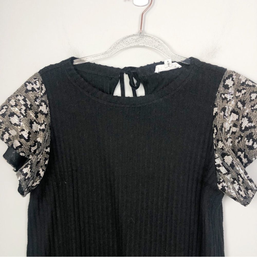 Thml | Animal Print Leopard Sequin Flutter Sleeve… - image 3